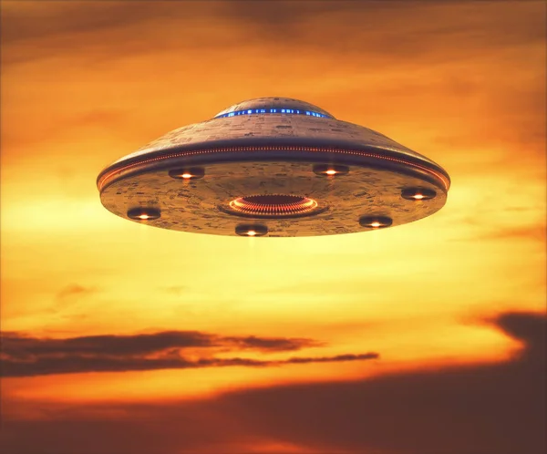 Ufo nicht identifiziertes Flugobjekt schneidet Wegvektormaske — Stockfoto