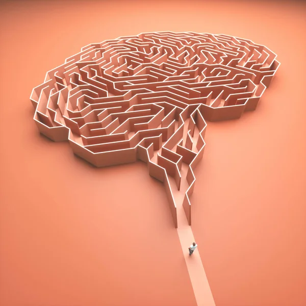 Laberinto Forma Cerebro Imagen Conceptual Ciencia Medicina — Foto de Stock