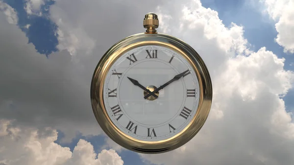 Soyut 3d Saat ve Gökyüzü