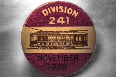 Antika Pinback Button Chicago Tramvay Birliği Üyesi
