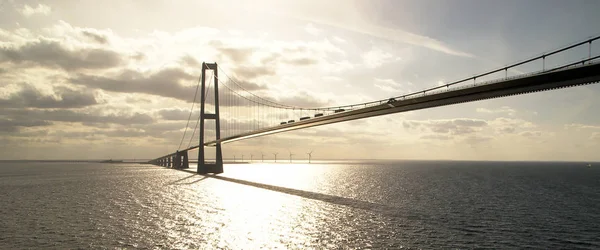 Oresund bridge going from denmark to norway shot from a boat — Stock Photo, Image