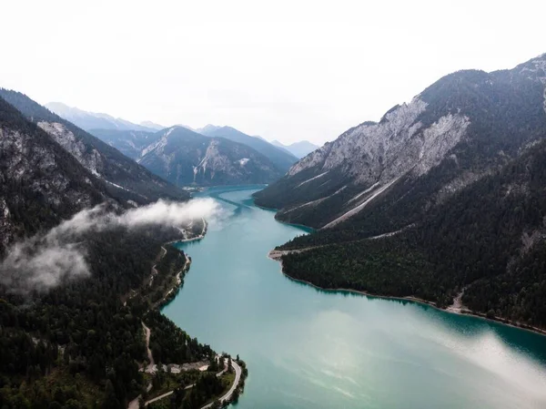 Vista aérea do Lago Plansee no Tirol Áustria — Fotografia de Stock