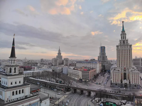 Panorama Dworca Kolejowego Moskwie Wysokości Dworzec Kazaniu — Zdjęcie stockowe
