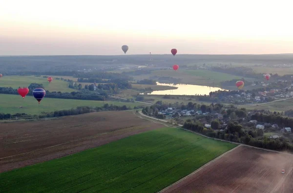 Ballonpanorama Bei Klarem Wetter Bei Sonnenuntergang Aus Der Höhe — Stockfoto