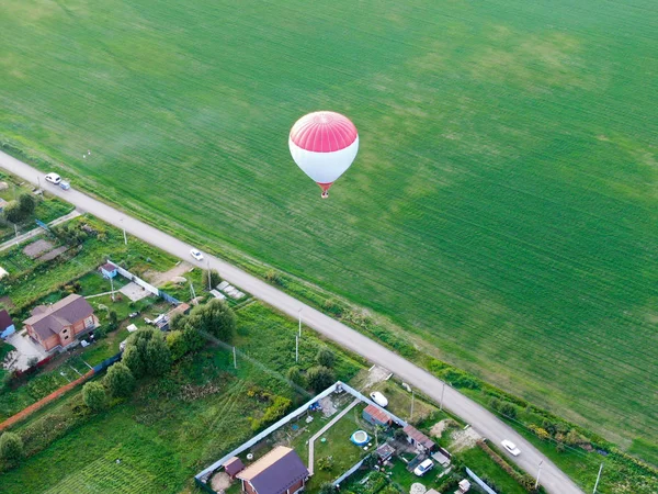 Panorama Voo Balão Tempo Claro Pôr Sol Partir Altitude — Fotografia de Stock