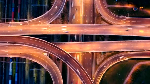 Hyperlapse Van Hoogte Van Het Verkeer Van Auto Een Drukke — Stockvideo