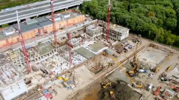 Vista Aérea Lapso Tiempo Construcción Edificio Residencial Gran Ciudad Disparo — Vídeo de stock