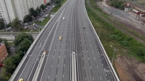 Vuelo Con Vistas Aire Sobre Intercambio Transporte Varios Niveles Moscú — Vídeo de stock