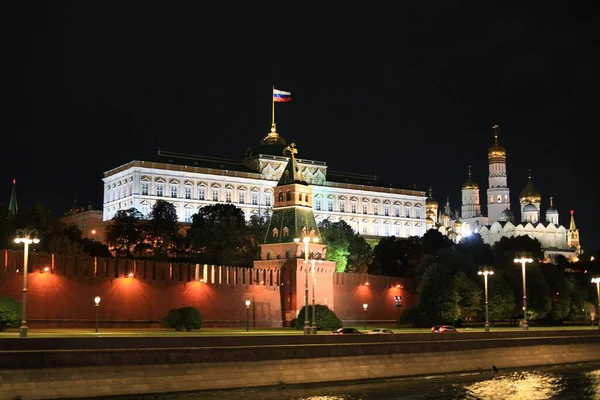Panorama Kremlin Moscou Noite Noite Luzes Cidade — Fotografia de Stock