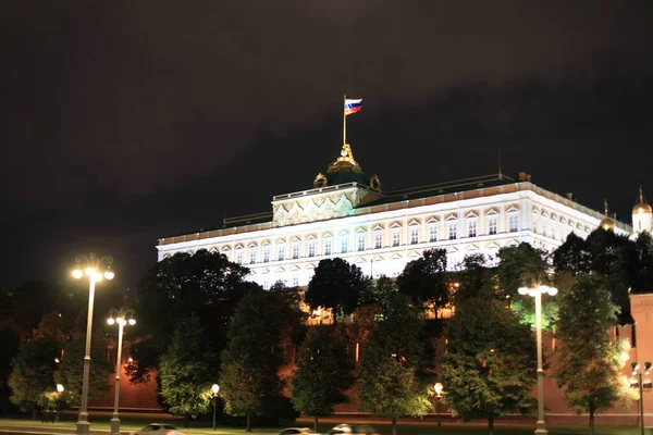 Panorama Kremlin Moscou Noite Noite Luzes Cidade — Fotografia de Stock