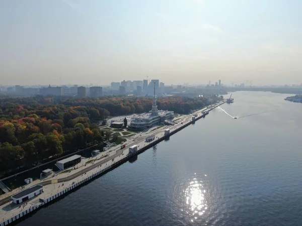 Aerial View Flight Passenger Terminal Port New Building Northern River — Stock Photo, Image