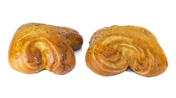 Isoleren Van Twee Afzonderlijke Broodjes Een Witte Achtergrond — Stockfoto