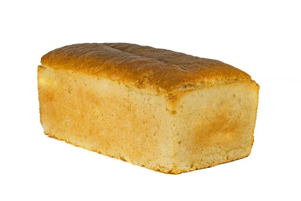 Oddělit Čtvercový Bílý Bochník Chleba Bílým Pozadím — Stock fotografie
