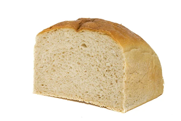 Izolace Půlbílého Bochníku Chleba Bílém Pozadí — Stock fotografie
