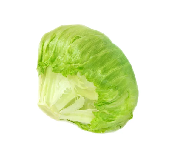 白色背景上的全绿色冰山生菜 — 图库照片