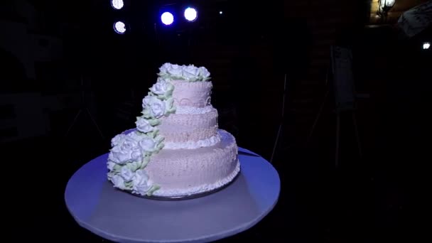 Torta Nuziale Bel Primo Piano — Video Stock