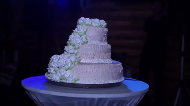 Gâteau Mariage Beau Gros Plan — Video