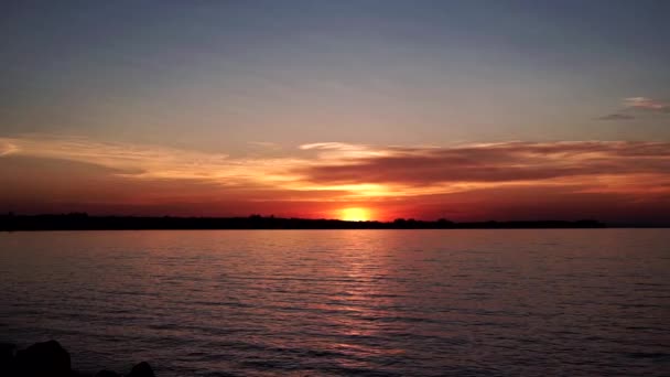 Червоно Оранжевий Схід Сонця Березі Моря — стокове відео