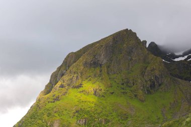 Norveç'te Lofoten, Eggum, gece yarısı güneşi ile Panorama