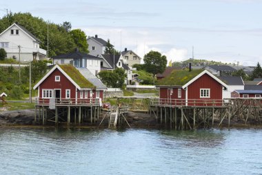 Norveç'te Lofoten adalarına Reine Köyü manzara