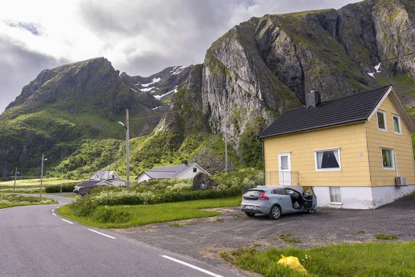 Mountain Road Eggum Svolvaer Lofoten Islands Norway Stock Picture