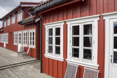 panoramik deniz kenarı ve Adaları'nda Svolvaer, Norveç'te Lofoten