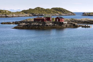 panoramik deniz kenarı ve Adaları'nda Svolvaer, Norveç'te Lofoten
