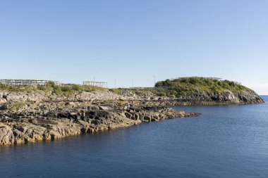 stockfish henningsvaer Lofoten Norveç'te, kurutma için raflar genel bakış