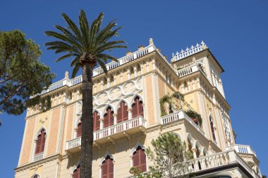 manzara, ev ve Villa Cenova İtalya Portofino sahil boyunca denizde