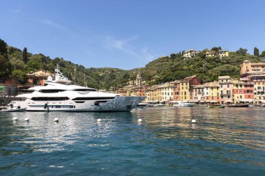 manzara, ev ve Villa Cenova İtalya Portofino sahil boyunca denizde