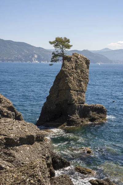 Landschappen Aan Zee Langs Kust Van Portofino Genua Italië — Stockfoto