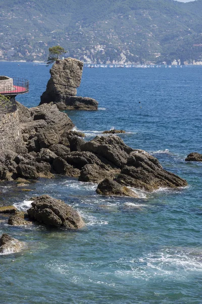 Paisajes Mar Largo Costa Portofino Génova Italia — Foto de Stock