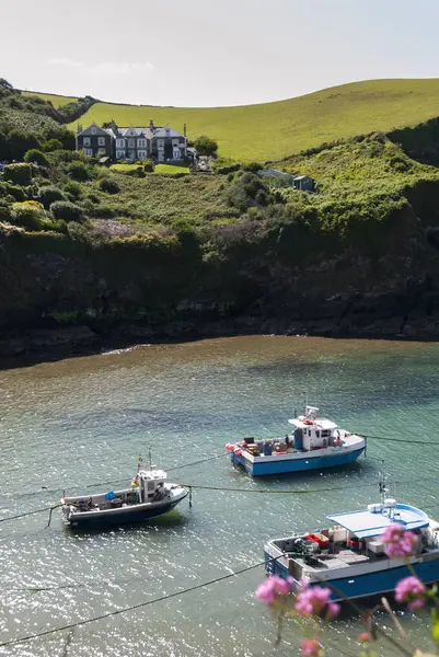 Vista General Del Puerto Port Isaac Coernovaglia Durante Una Fiesta — Foto de Stock