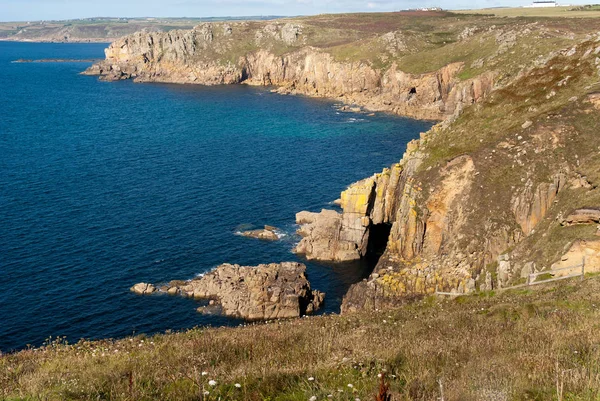 Pohled Krajinu Lands End Cornwallu Létě — Stock fotografie