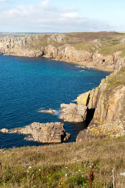Vista Paisagem Lands End Cornwall Verão — Fotografia de Stock