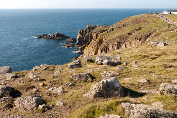 Pohled Krajinu Lands End Cornwallu Létě — Stock fotografie