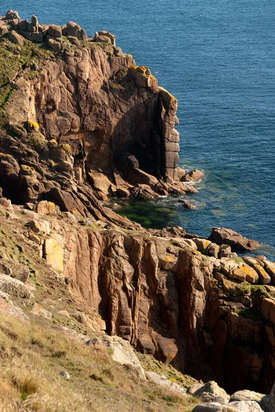 Lands End Cornwall Manzaraya Yaz Aylarında Görünümünü — Stok fotoğraf