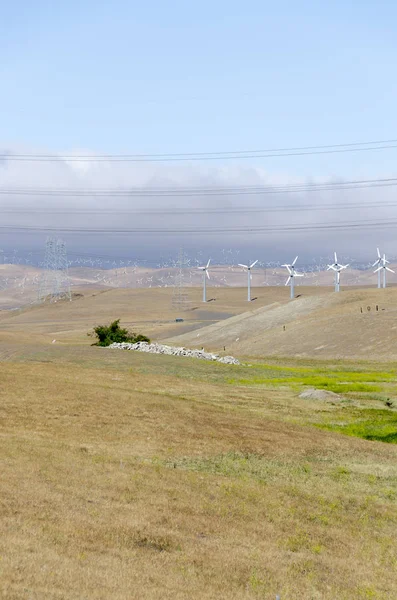 何百ものアメリカ合衆国のカリフォルニア州リバモア黄金の丘風力発電所に風力タービン — ストック写真