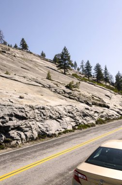 kayalar ve ağaçlar California'daki Yosemite Milli Parkı '