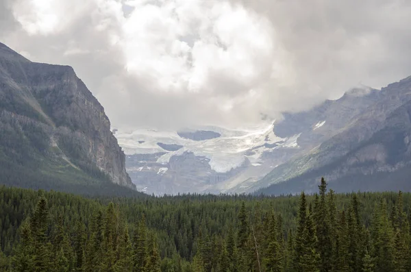 Lago Proa Día Nublado Verano Parque Nacional Banff Alberta Canadá —  Fotos de Stock