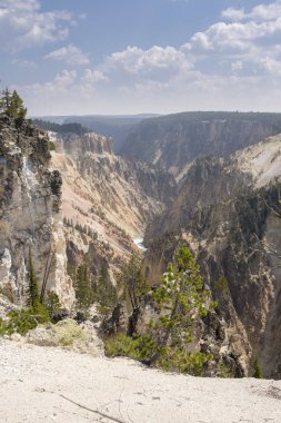 Yellowstone Nehri ve Wyoming Yellowstone Milli Parkı 'nda ingrand Kanyon düşüyor
