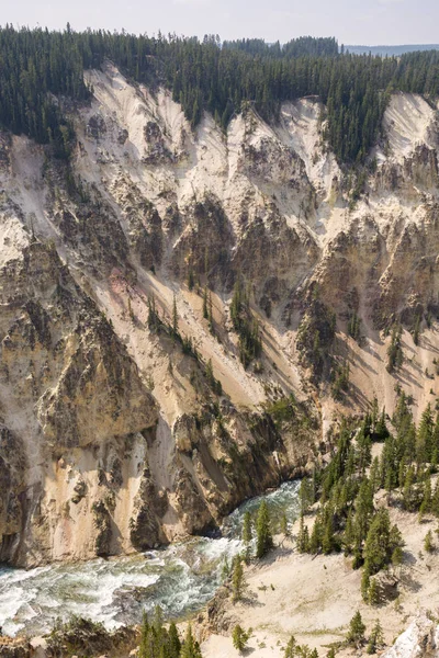 Nažloutlá Řeka Padá Něj Yellowstonské Národní Park Wyomingu — Stock fotografie