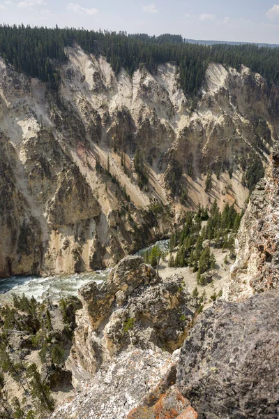 Yellowstone River Och Faller Ingrand Canyon Yellowstone National Park Wyoming — Stockfoto