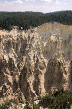 Yellowstone Nehri ve Wyoming Yellowstone Milli Parkı 'nda ingrand Kanyon düşüyor