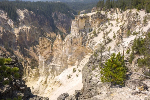 Nažloutlá Řeka Padá Něj Yellowstonské Národní Park Wyomingu — Stock fotografie