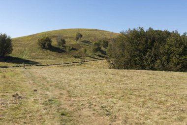 güneşli bir günde İtalya'da antola dağda yürümek