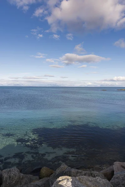 Pemandangan Antara Laut Dan Gunung Andenes Lofoten Norwegia Sepanjang National — Stok Foto