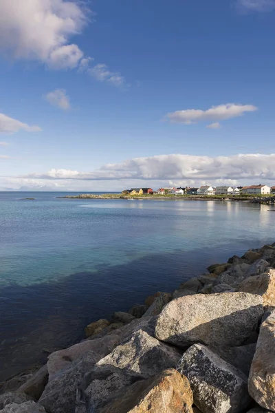 Táj Között Tenger Hegyvidéki Andenes Lofoten Norvégiában Nemzeti Idegenforgalmi Útvonal — Stock Fotó