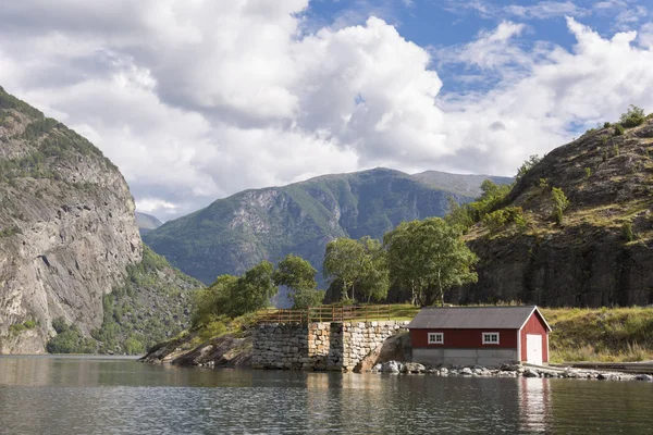 Boat Ride Mountains Sognefjord Laerdal Norway — Stock Photo, Image