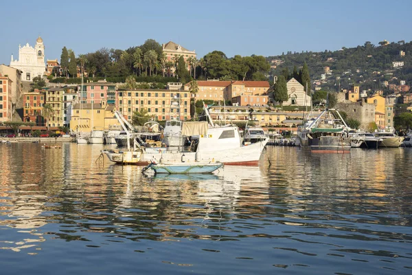 Krajobrazy Domy Wille Widziane Podczas Rejsu Statkiem Wybrzeżu Portofino Genui — Zdjęcie stockowe